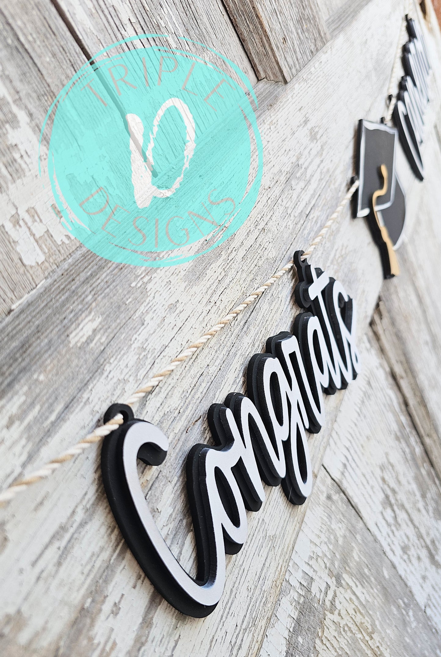 Personalized Congrats with Cap / Garland / 2025 / Graduation Decor / Cake Topper / Vase Decor / Grad / Party