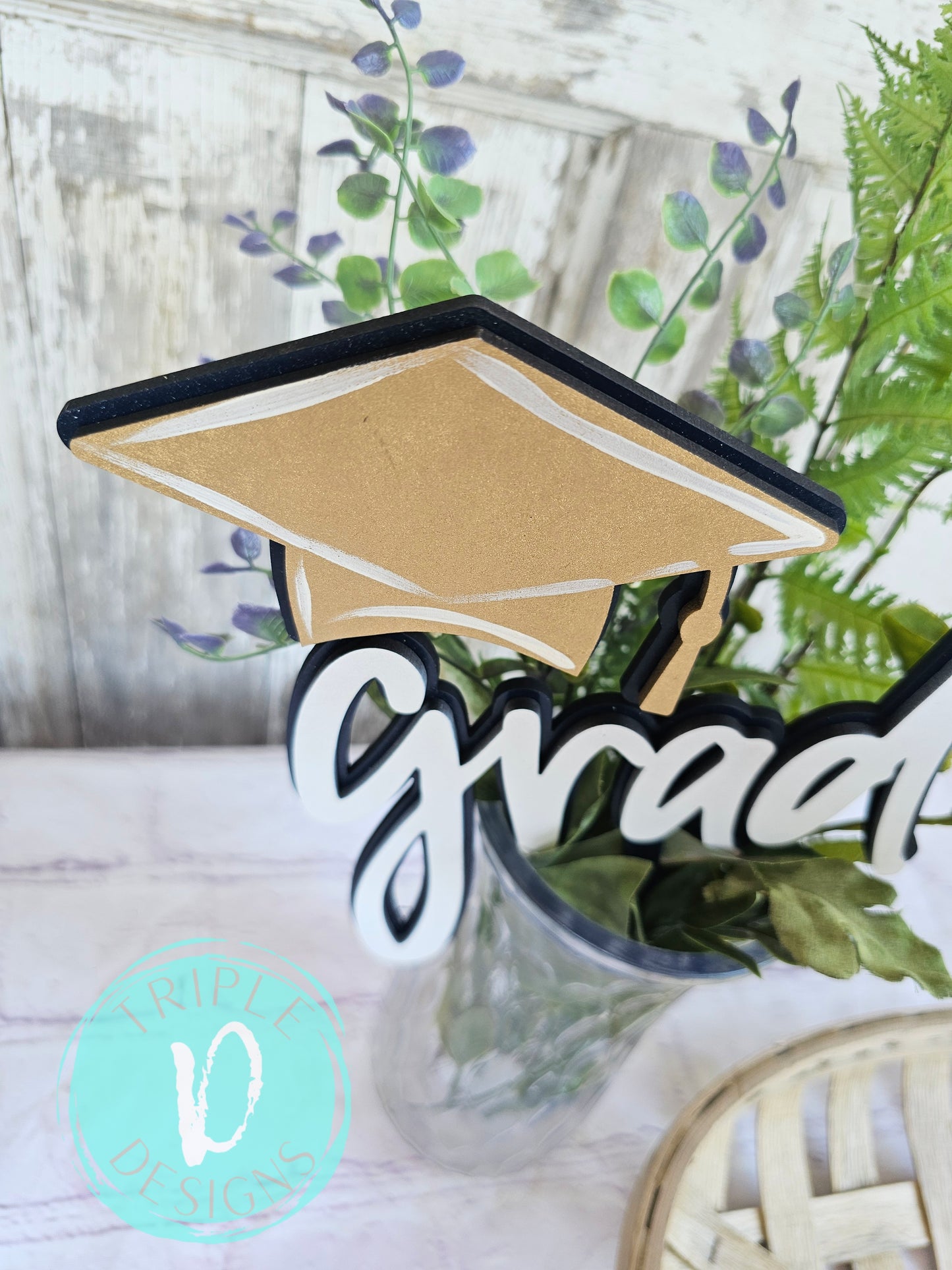 Grad with 3D cap / Graduation Decor / Cake Topper / Vase Decor / Grad / Party