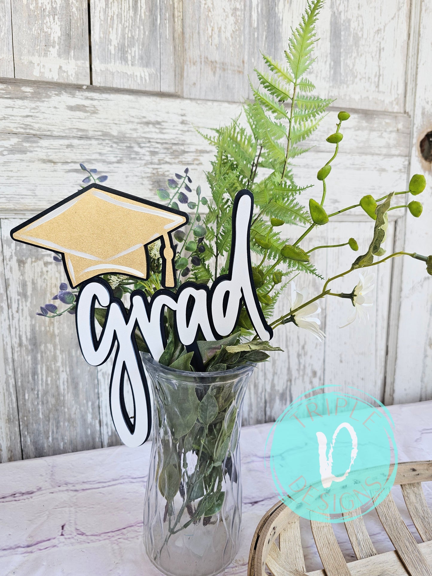 Grad with 3D cap / Graduation Decor / Cake Topper / Vase Decor / Grad / Party