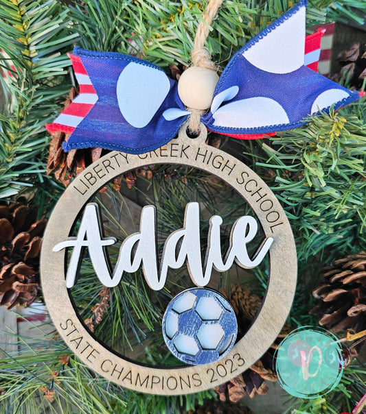 Personalized Soccer/Baseball/Softball/Basketball/Tennis/Golf/Volleyball/Football Christmas Ornament