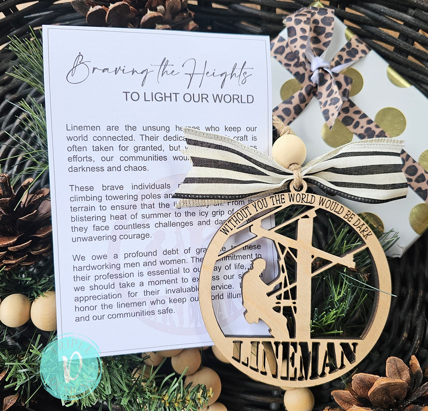 Lineman/ Christmas Ornament/ Gift/ Thank you/ Appreciation