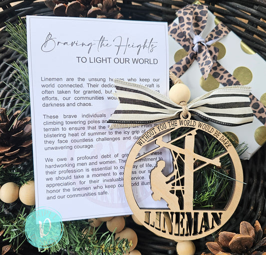 Lineman/ Christmas Ornament/ Gift/ Thank you/ Appreciation