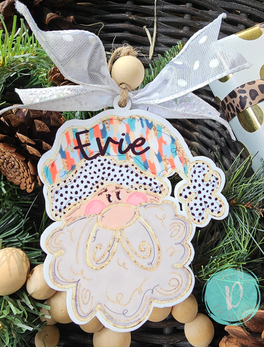Personalized Santa Ornament/ Trendy Hat / Santa Face/ Christmas Ornament/ Gift
