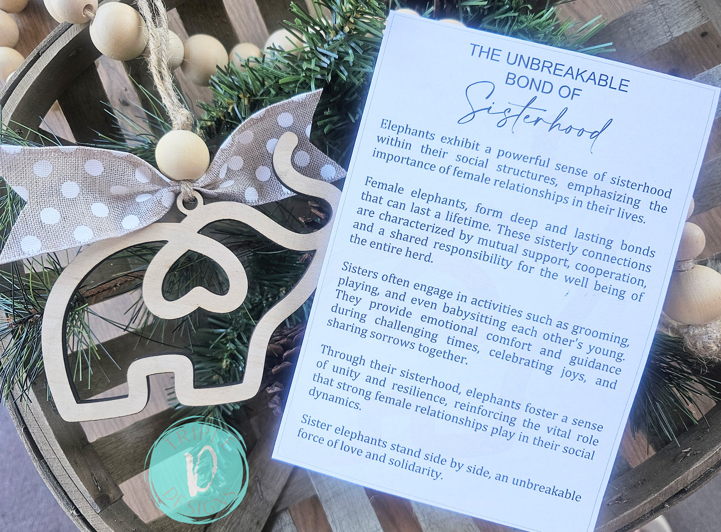 Sisterhood Elephant Ornament, Elephant Ornament, Mother & Daughter Gift, Stocking Stuffer, Personalized gift