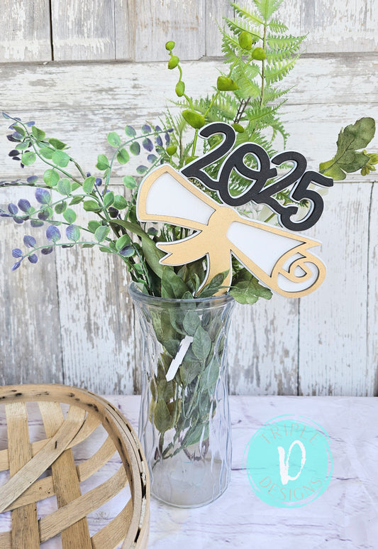 2025  with Diploma / Graduation Decor / Cake Topper / Vase Decor / Grad / Party