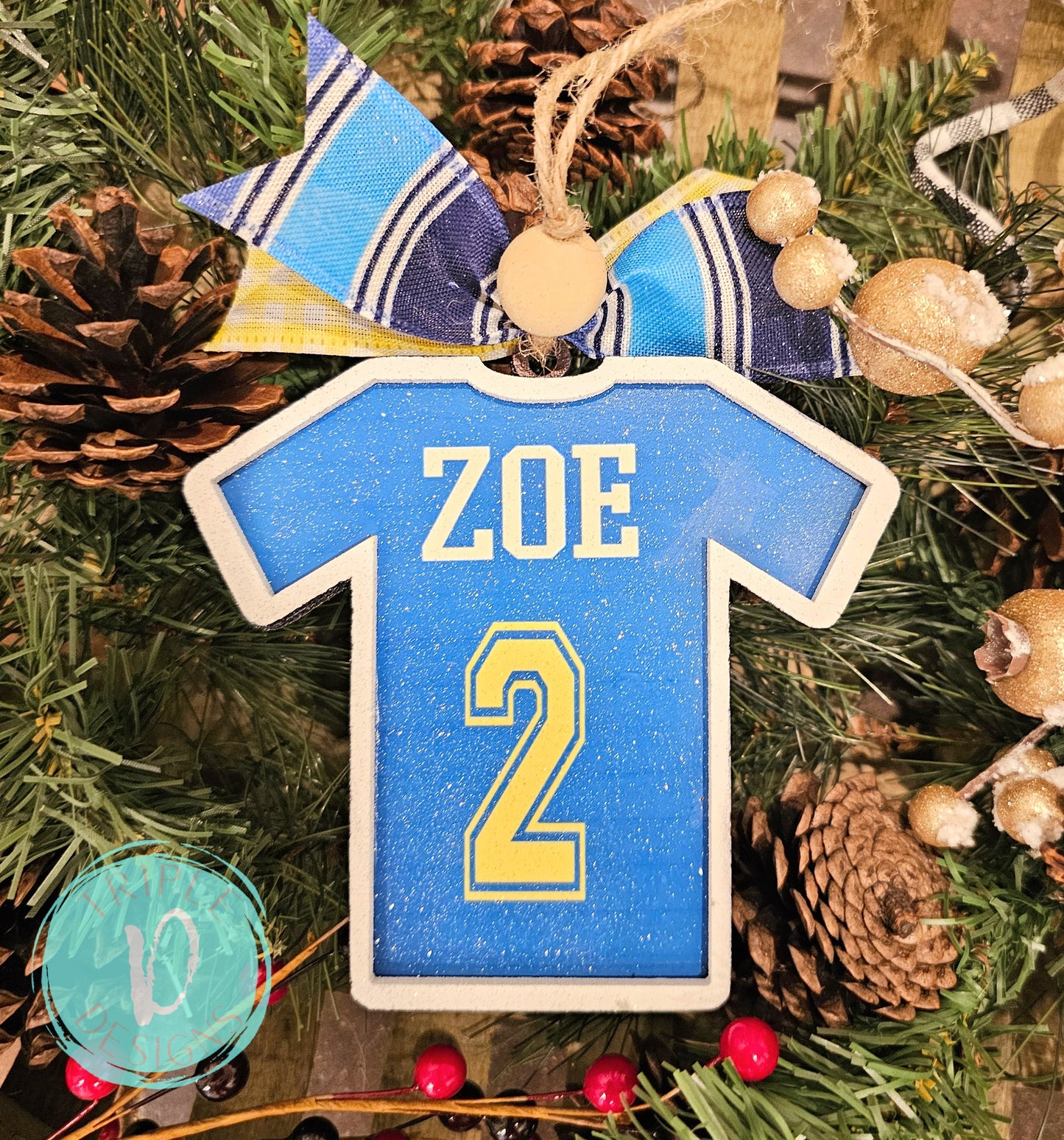 Jersey-Soccer- Volleyball-Softball-Baseball-Lacrosse- Christmas Ornament-3D