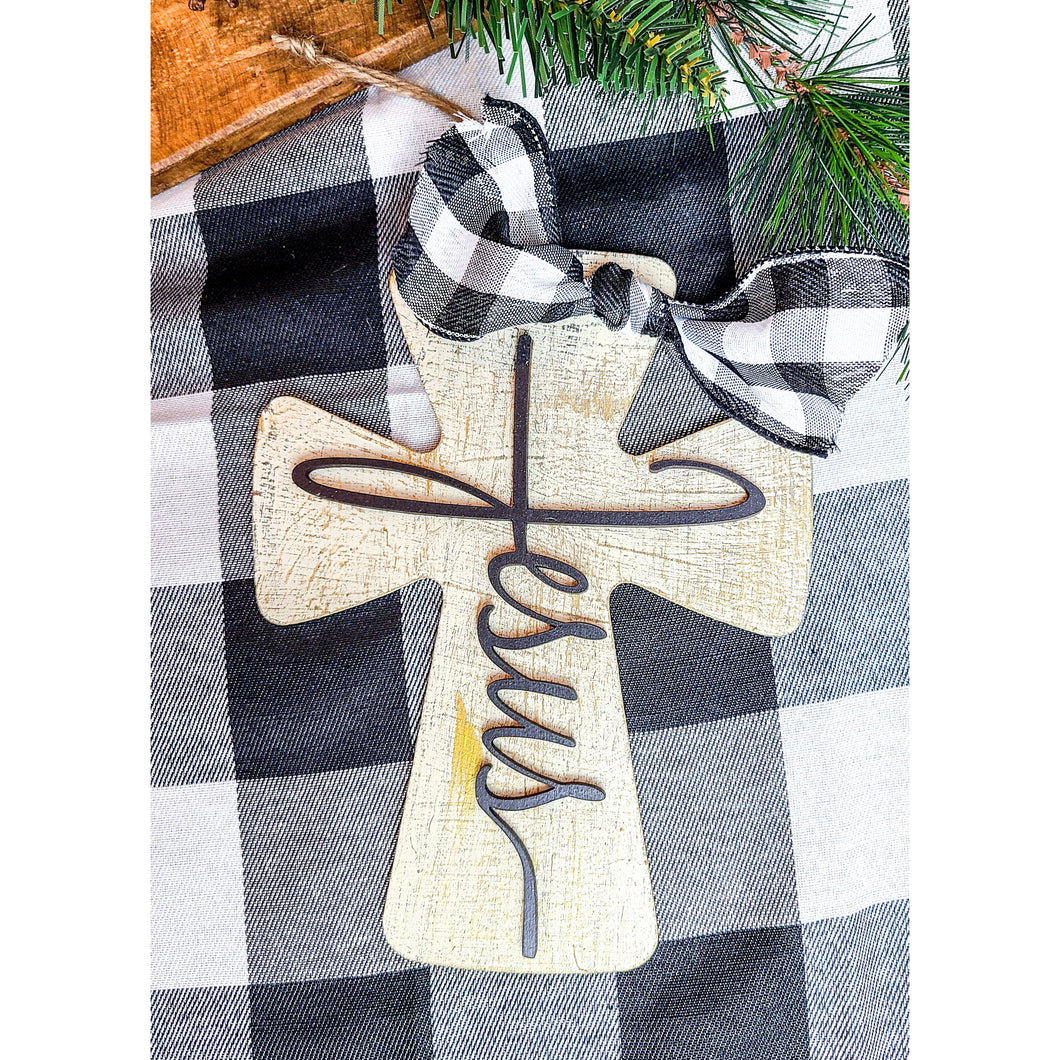 Cross Ornament with 3D Jesus