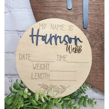 Load image into Gallery viewer, Birth Announcement - Wood- Engraved and 3D - Nursery Sign
