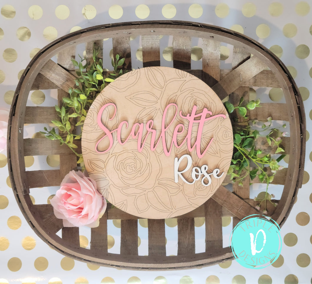 Floral Birth Announcement - Nursery sign - Hospital Annoncement