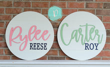 Load image into Gallery viewer, Nursery Name Decor-PAINTED-round-first and middle names
