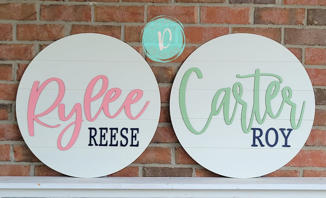 Nursery Name Decor-PAINTED-round-first and middle names