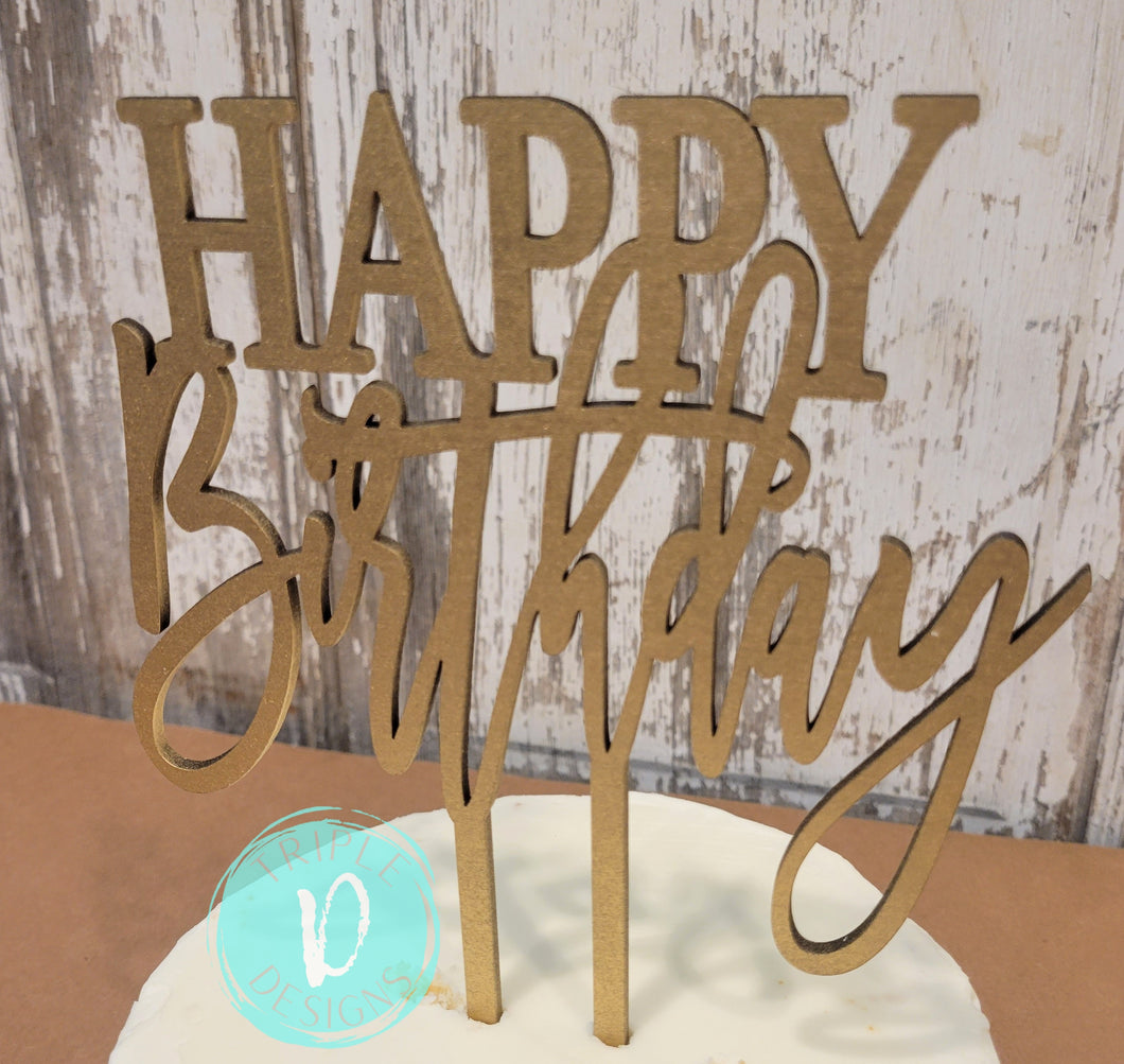Happy Birthday Cake Topper Script and Print